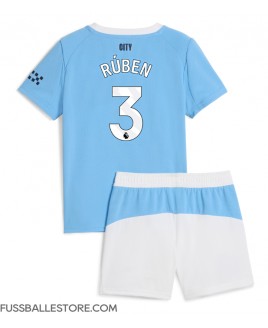 Günstige Manchester City Ruben Dias #3 Heimtrikotsatz Kinder 2025-26 Kurzarm (+ Kurze Hosen)